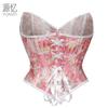 Women S Embroidered Lace Bandeau Corset With Boning V Hem Shaping Bodysuit