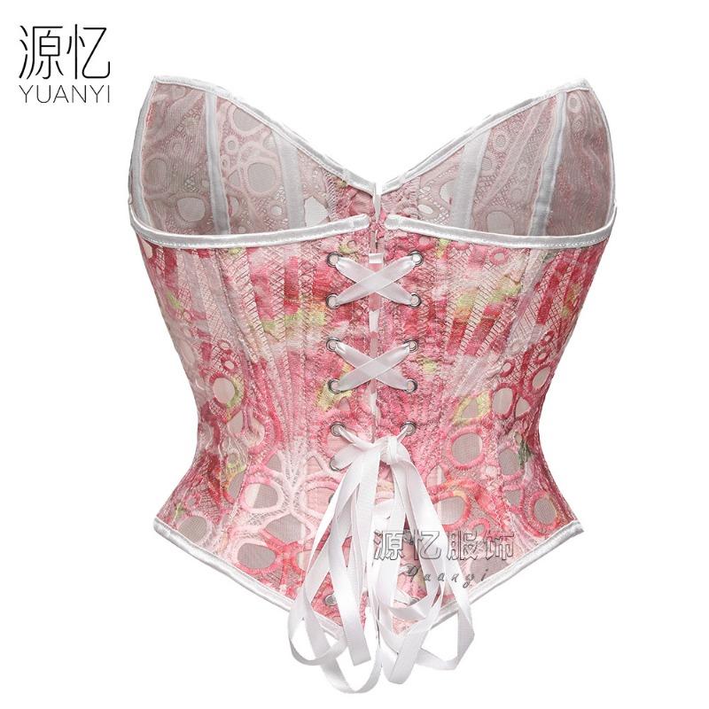 Women S Embroidered Lace Bandeau Corset With Boning V Hem Shaping Bodysuit