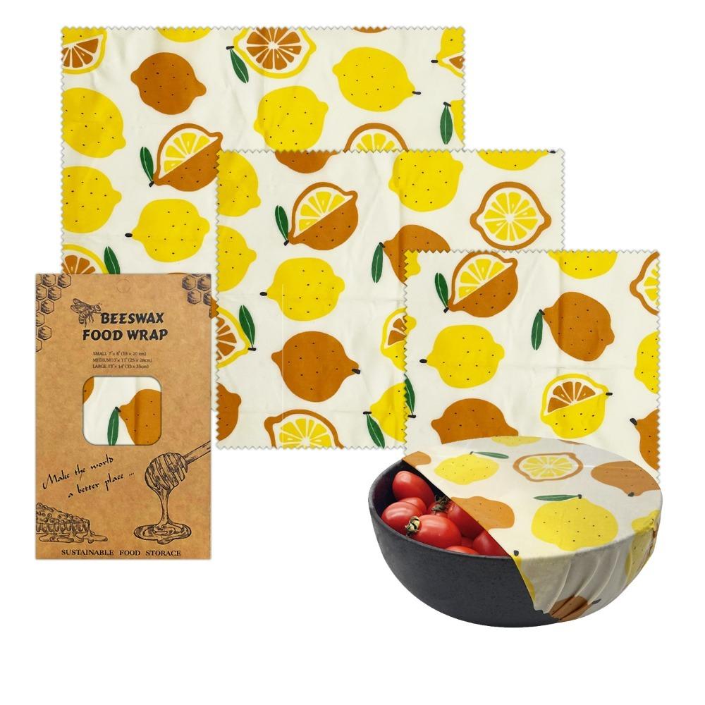 3pcs/Set Reusable Beeswax Wrap Paper Natural Food Wrapping Paper Fresh Keeping Cloth  Sandwich