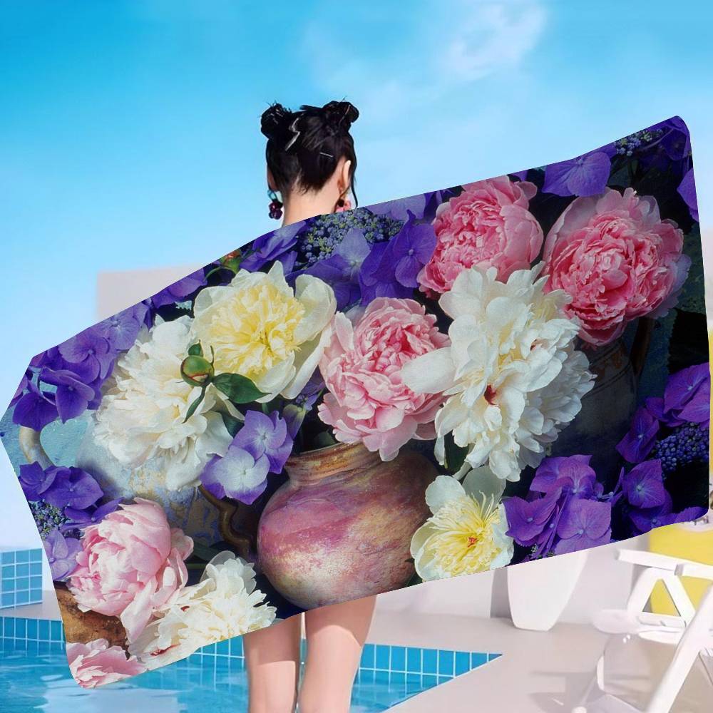 Fiori di Peonia Petalo Soffice Grandi Asciugamani da Spiaggia in Microfibra Asciugatura Rapida Asciugamano Asciugamani da Spiaggia Sabbia Asciugamano per Piscina per Viaggio Costume da Bagno Piscina Yoga