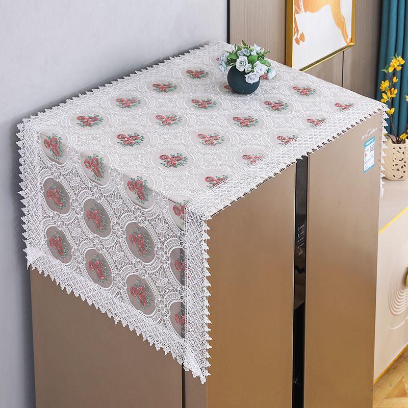 Lace Embroidery Refrigerator Towel with Single and Double Doors Dust-proof Protection Washing Machine Microwave Oven Cover Cloth and Towel