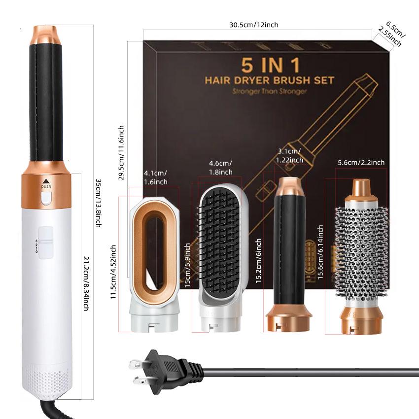 5-in-1 Multifunctional Hot Air Comb: Auto Curling Iron & Straightener Hair Dryer