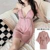Hollow Ice Silk French Sexy Suspender Nightdress Lace Chest Pad Pajamas Temptation Loungewear Set Backless Summer