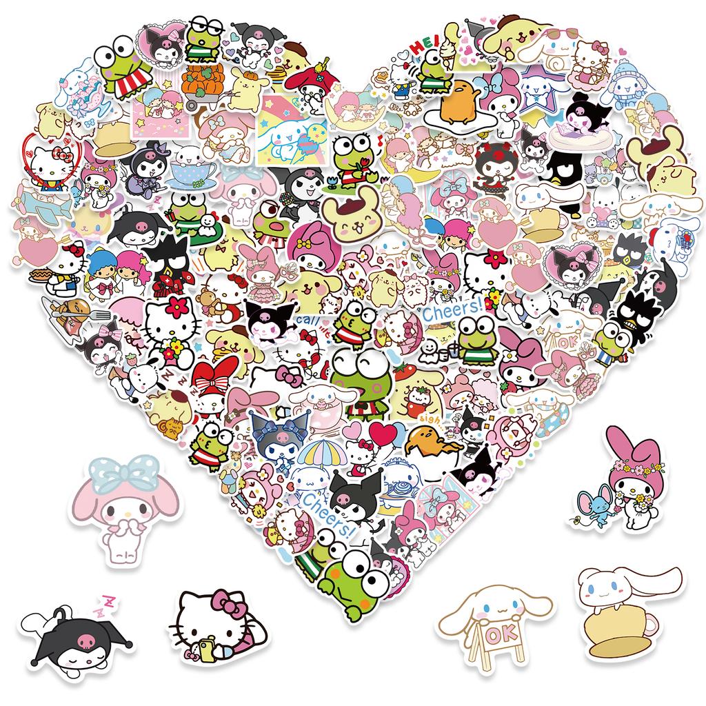 50/100pcs Sanrio Series Kuromi Hello Kitty Cinnamoroll Stickers Cute Multi-purpose Waterproof Decorative Refrigerator Computer