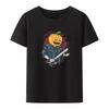 Halloween Pumpkin Holding A Baseball Bat Print T Shirt Me...