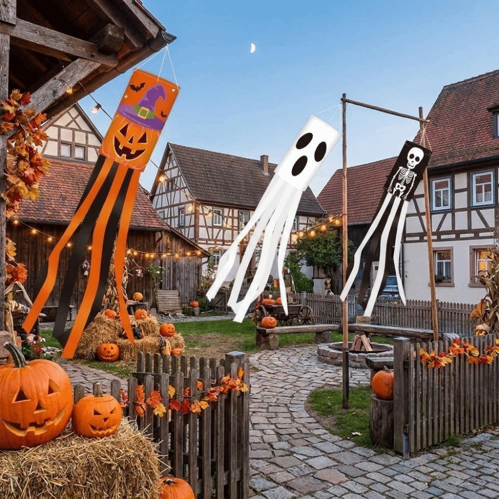 Pumpkin Ghost Pattern Outdoor Props Flags Festival Wind Vane Ghost Party Decorations