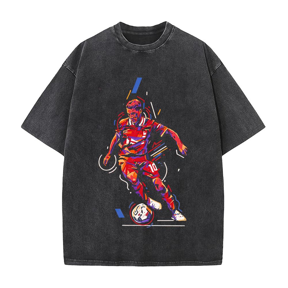 Trendiges Bedrucktes T-Shirt Herren Damen Kleidung Vintage Gewaschenes Oversize T-Shirt Sommer Kurzarm Baumwoll Tops