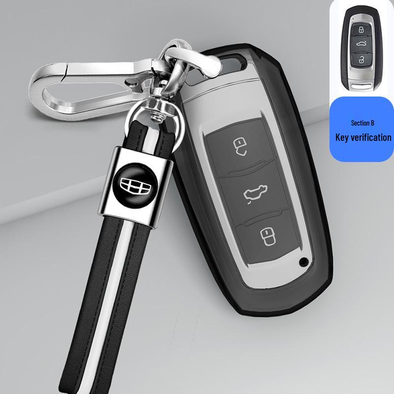 Pouzdro na klíč Geely pro Boyue, Binrui, Xingrui, Geometry E, Emgrand, Icon, Vision, Xingyue L - Průhledný obal s přezkou