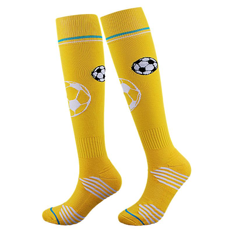 Junmei Kids' Cartoon Soccer Socks with Knee Pads - Thick, Towel-Bottom Long Design for Primary School Students