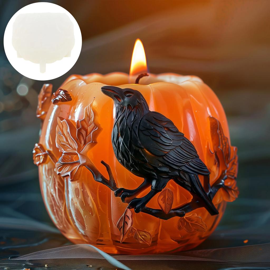 Halloween Devil Pumpkin Elf Skull Candle Silicone Mold Dead Tree Crow Bat Pumpkin Skull Candle Molds Resin Gypsum Craft Mould