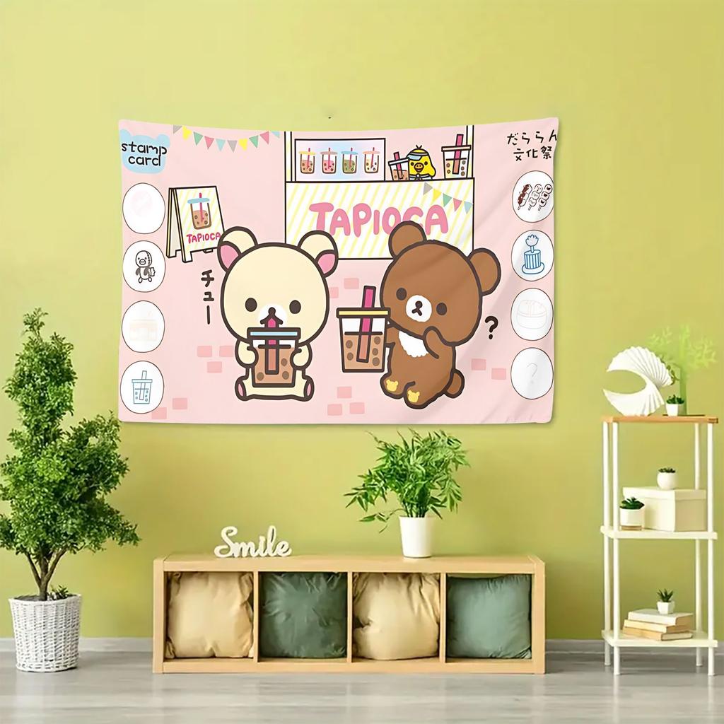 1pc RRilakkuma Printed Tapestry Lightweight Durable Wall Hanging for Living Room Bedroom Home Decor