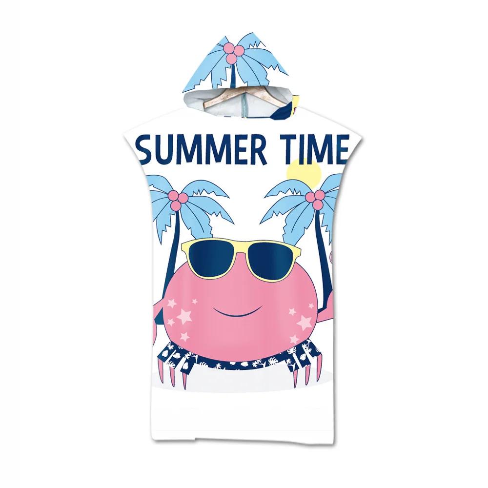 Toalla de Playa de Moda de Verano Microfibra Secado Rápido Capa Grande con Capucha Poncho de Animales de Dibujos Animados para Adultos Bata de Baño para Nadar Surf Toalla de Baño