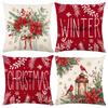 Christmas Theme Short Plush Pillow Cover Set Holiday Print Cushion Case for Living Room Sofa Home Decor 45x45cm