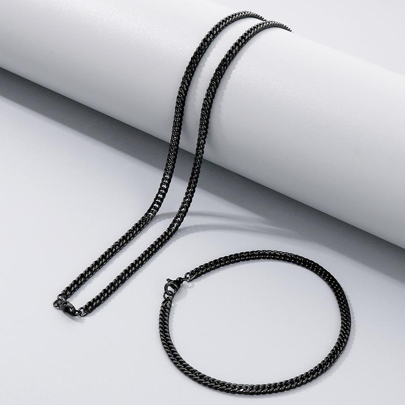 Jednoduchý hladký řetízek Dvojitě pletený Čtyřstranně broušený Náramek Hip-Hop Osobnost Více velikostí Bičíkový řetízek Titanová ocel Pánský náhrdelník