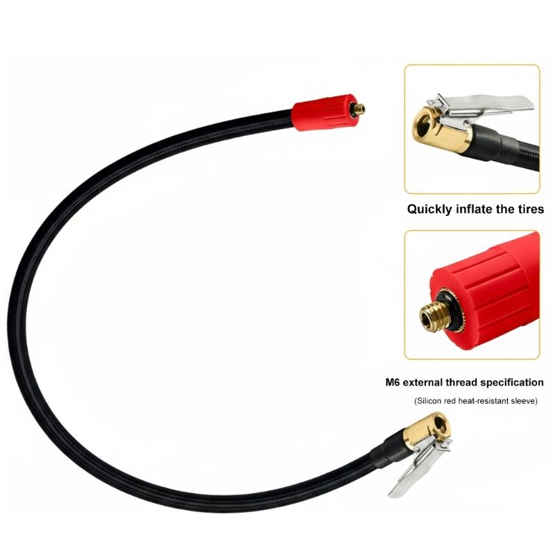 6mm Thread Air Hose Suitable for Most Inflators 100CM Flexible Tube Quick Connection Tire Inflation Accessory for Auto