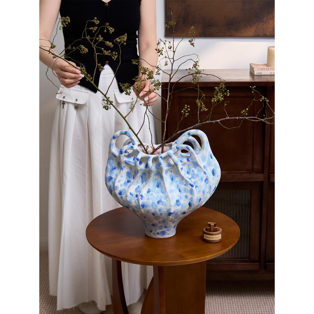 Handmade Ceramic Vase Abstract Irregular Ceramic Pot Hydroponics Artistic Flower Arrangement Home Decoration Accessories