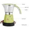 300ml/6 Cups 480W Electric Moka Pot Detachable Kitchen Stovetop Coffee Maker Green