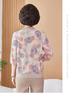 Mom's Spring & Summer Ice Silk 3/4 Sleeve Printed Lapel Top for 50-60 Year Old Women
