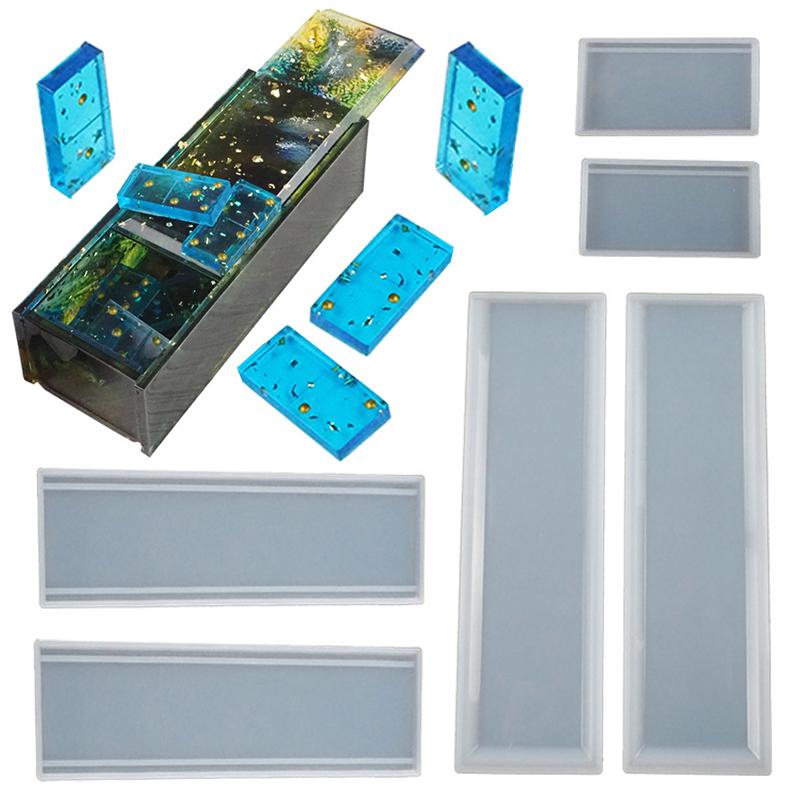 1 Set Resin Epoxy Silicone Mold Dominoes Storage Box Container Mould DIY Craft
