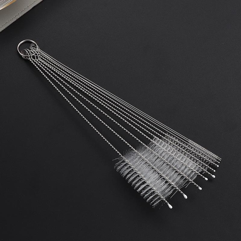 304 Stainless Steel & Nylon Straw Brush - Silicone Brush for Cleaning Children's Bottles & Medical Equipment