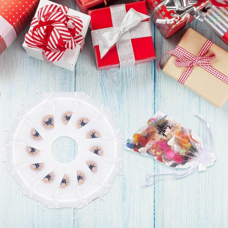 50Pieces Delicate Thankyou Gift Bag Jewelry Packaging Bag Chic Embroidery Mesh Bag Mesh Material for Birthdays Weddings