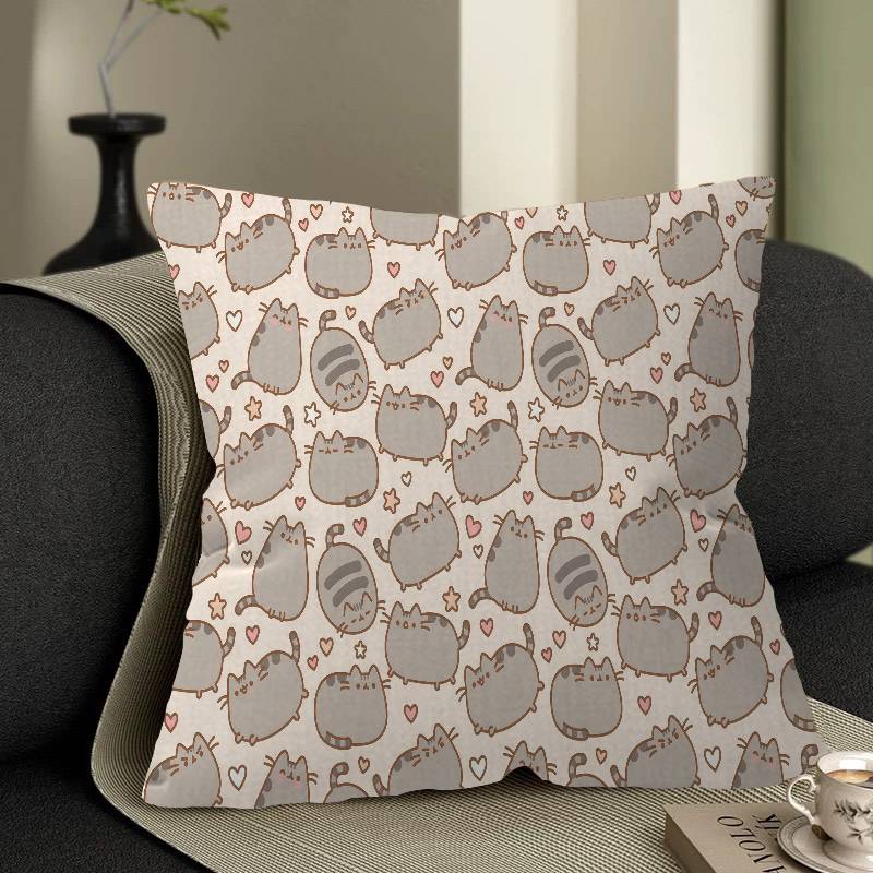 Roztomilý povlak na polštář P-Pusheen Kočka kreslený Dárek Povlak na polštář Ložnice Domov Pohovka Židle Sedák Dekor povlak na polštář