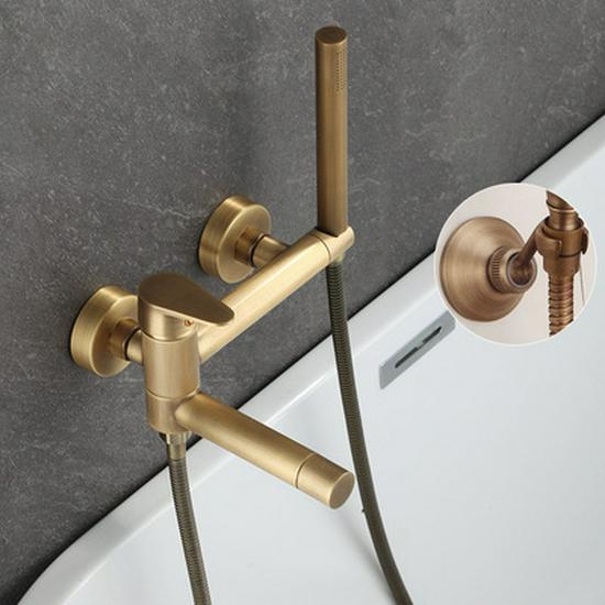 Black Brass Bathroom Bathtub Faucet Set with Shower Head and Hot/Cold Mixer Valve