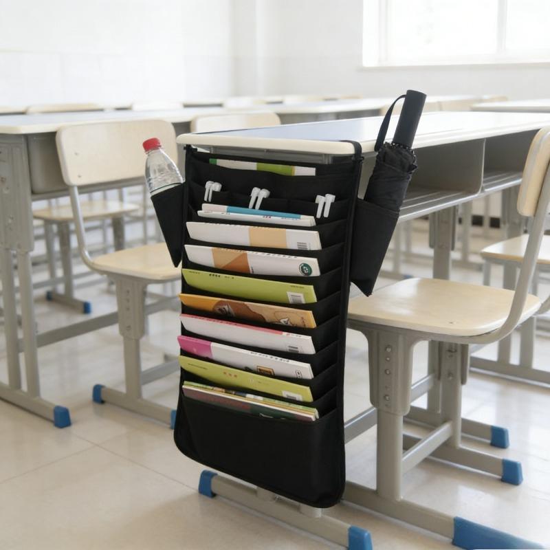 1pcs Desk Side Storage Bag Hanging Book Bag for Students Desktop Organizer Pouch
