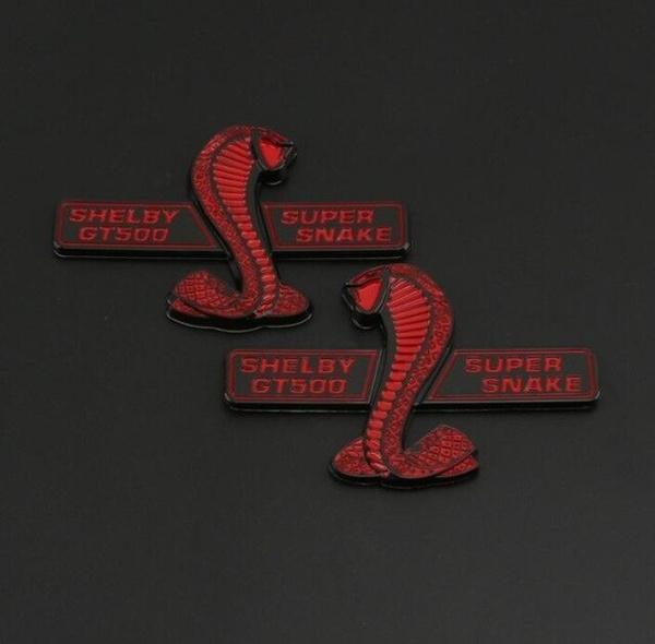 

1 пара наклеек для автомобиля Ford Mustang Shelby GT500 Super Snake Cobra Настенная табличка Эмблема Наклейка на крыло двери автомобиля красный