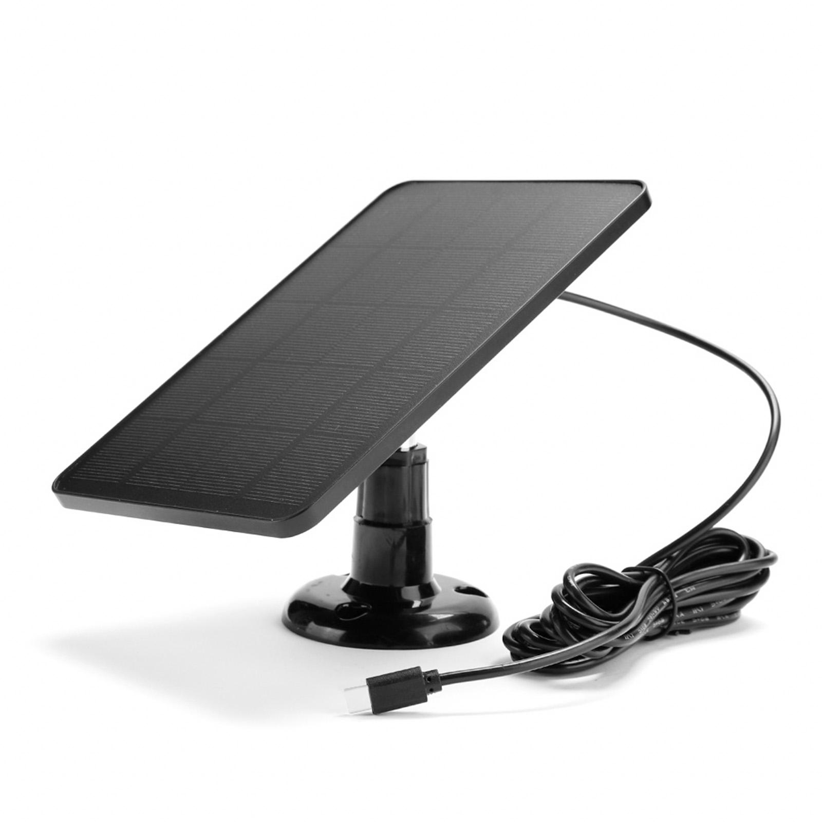 

Солнечная панель для камеры безопасности IP6 Водонепроницаемая 360 градусов Регулируемая непрерывная мощность с 10 Вт 5 В Type-C Port чёрный