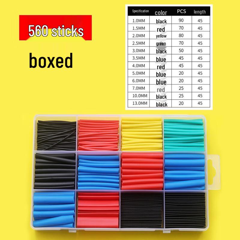 560 Pcs Colorful Heat Shrink Tubing Kit