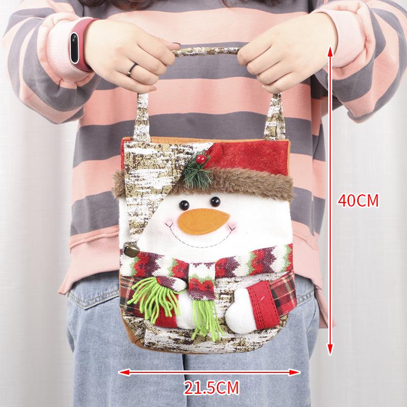 Three-Dimensional Santa Claus Burlap Backpack Candy Bag - Large Christmas Gift Decoration