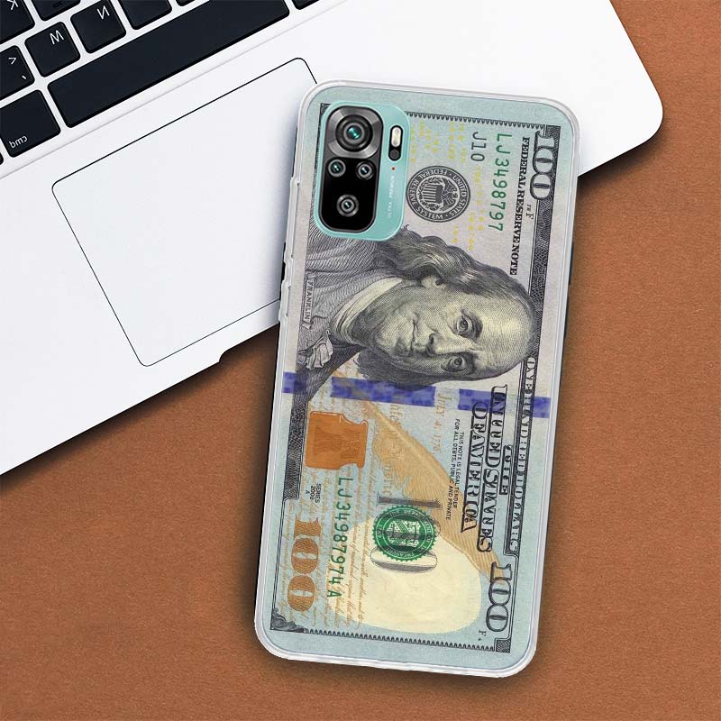 Banknote Dollar Cash Money Phone Case For Xiaomi Redmi Note 14 13 12 12S 11 Pro Plus 11S 10 10S 11T 11E Soft Transparent Shell C