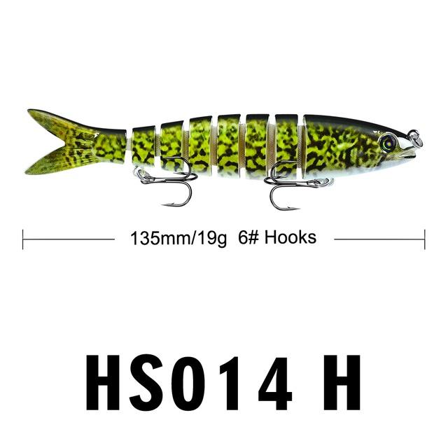 1PC [Ready Stock] 8 Sections Fishing Lure 13.5cm/19g 10cm/15.5g Jointed Swimbait Sinking Trout Wobbler Bait 6# Hook Fishing Tackle