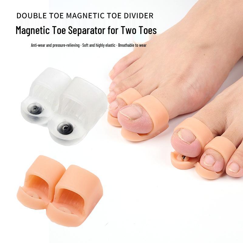 Magnetic Silicone Toe Separator & Straightener for Overlapping Toes - Cuttable, Double-Hole Design