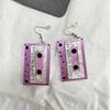 Fashion Brand Acrylic Tape Dangle Earrings for Women Zinc Alloy Pendientes Long Drop Earring Girls Party Jewelry Accessories