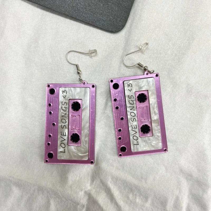 Fashion Brand Acrylic Tape Dangle Earrings for Women Zinc Alloy Pendientes Long Drop Earring Girls Party Jewelry Accessories