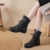 Johnature Hollow-out Breathable Mid-calf Summer Boots Comfortable Soft Soled Genuine Leather Women's Shoes
