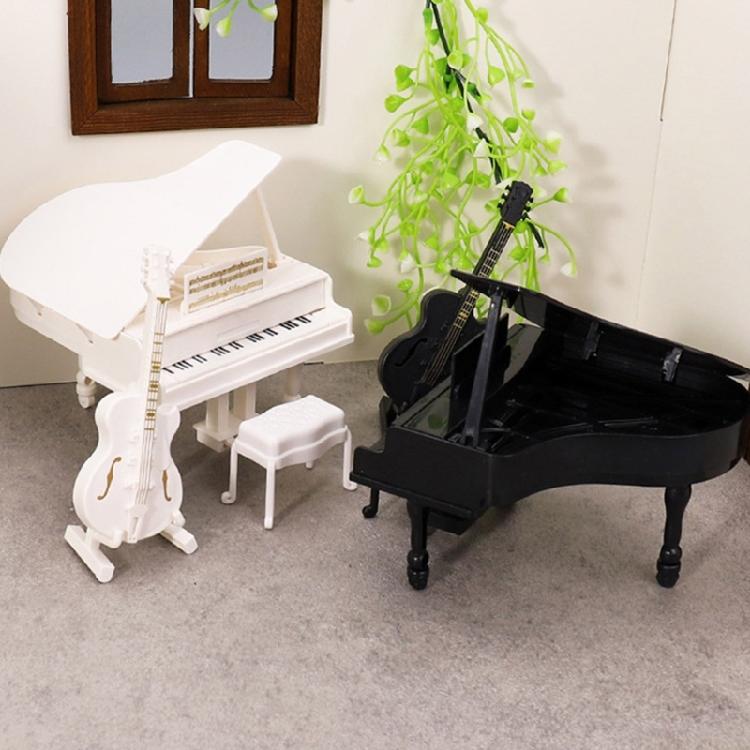 Dollhouses Music Room Furniture Miniature Grand Piano Stool Cello Realistic Music Instrument For Playroom Decoration