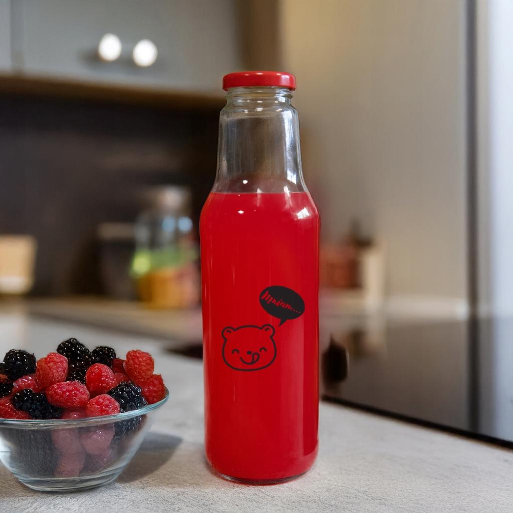 40x KUBUŚ Bottles 750ml with PRINT BOTTLES FOR JUICE, SYRUP, WATER, MILK, JUICES