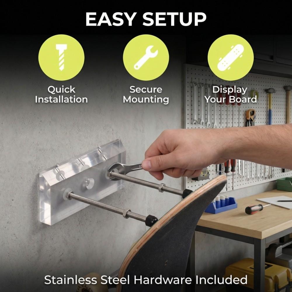 Wall Mounted Display Rack Transparent Skateboard Hanger Easy Install Wall Mount  Wall Organize