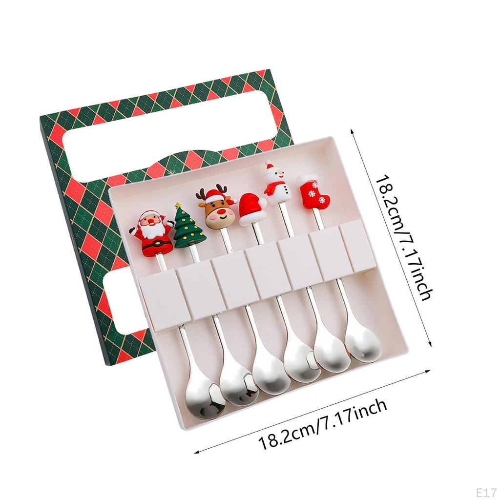 6 Count Christmas Flatware Set Spoons and Forks for Celebrations Beverages Desserts