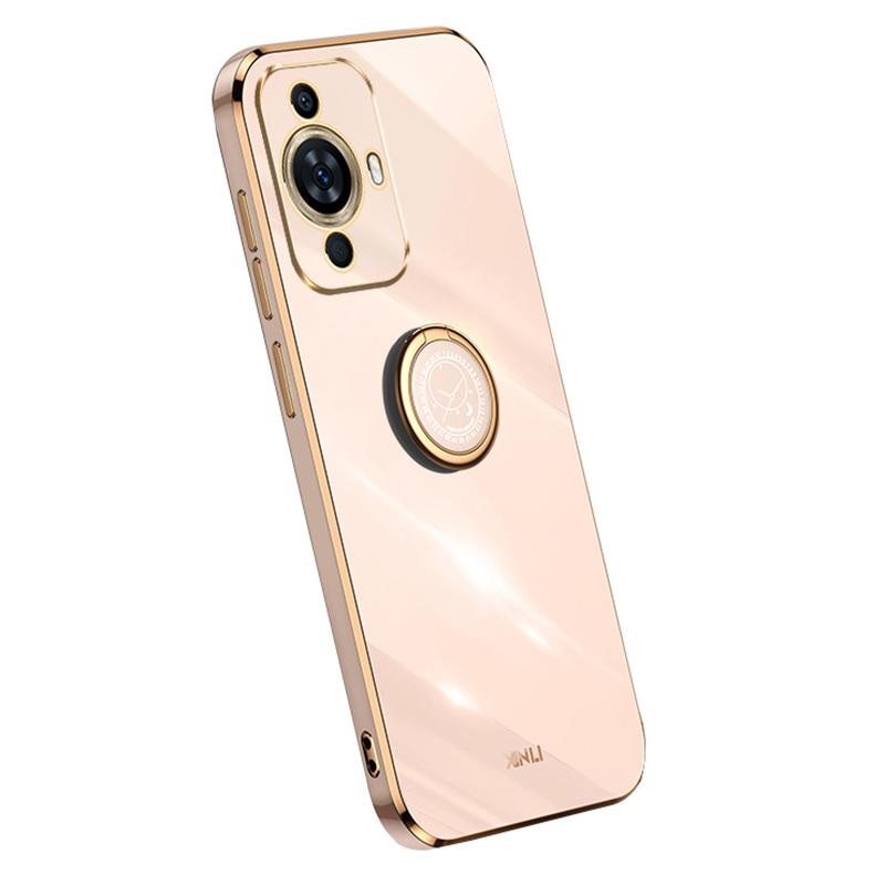 

XINLI For Huawei nova 11 Pro/nova 11 Ultra Ring Kickstand Electroplated Phone Case Soft TPU Protective Cover Pink