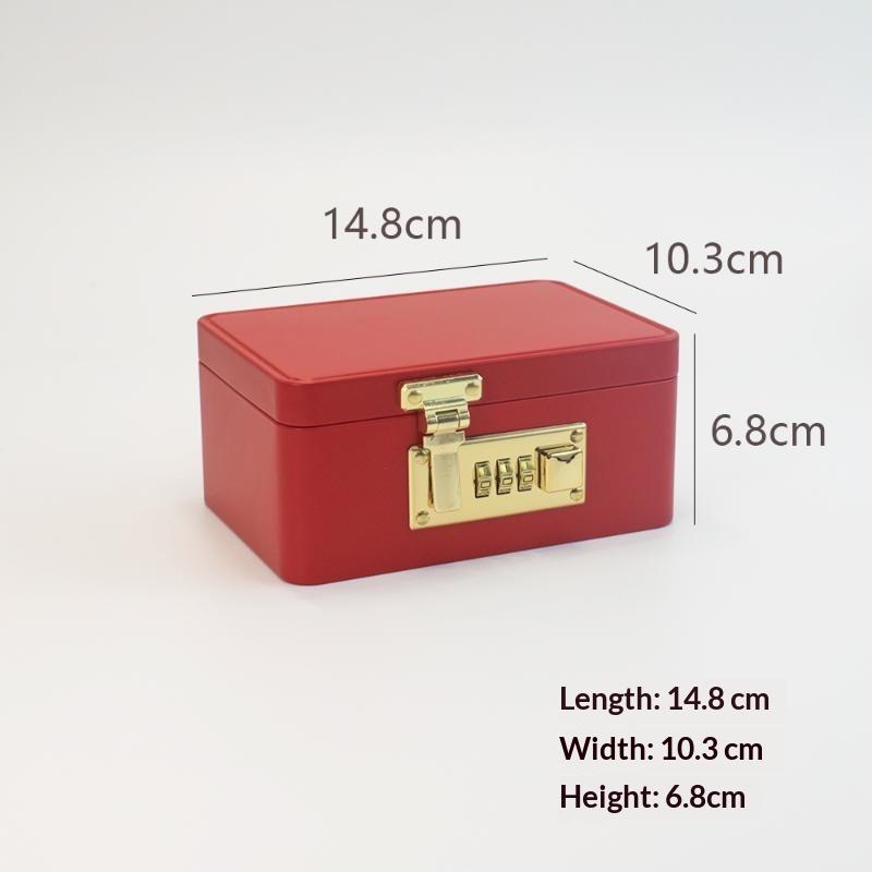 Combination Lock Password Lock Storage Box Metal Construction Flip Top Design Key Safe Box Rectangular Shape Initial Password