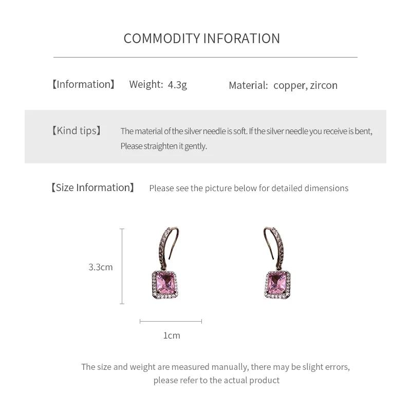 Koreanischer quadratischer Zirkon-Anhänger-Ohrring für Damen Leichter Luxus High-End Ohrhaken Mode Exquisit Hochzeit Funkelnder Zirkon Geschenke