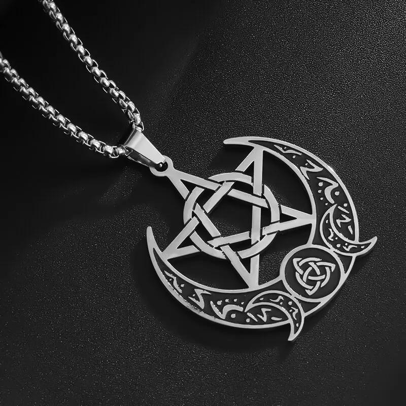 Style Trinity Celtic Knot Shield Pendant Witch Knot Necklace Men Women Irish Protection Amulet Jewelry