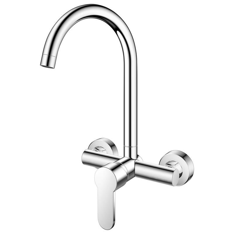 CVBAB Stainless Steel Wall-Mounted Kitchen Faucet with High Arc