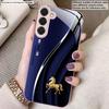 Goldenes springendes Pferd gut Für Samsung S26 S22 S8 S9 10 S20 Ultra S21 Pro S22 Plus S23 FE S24Ultra S25 Edge S24+ Glas Handyhülle