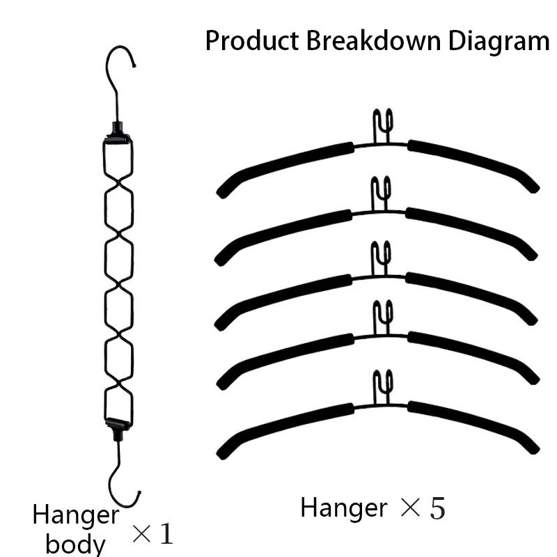5 In 1 Clothes Hangers,Magic Multi Layer Metal Wardrobe Storage Rack,360 Rotatable Stackable Hanging Hangers Closet Organizer