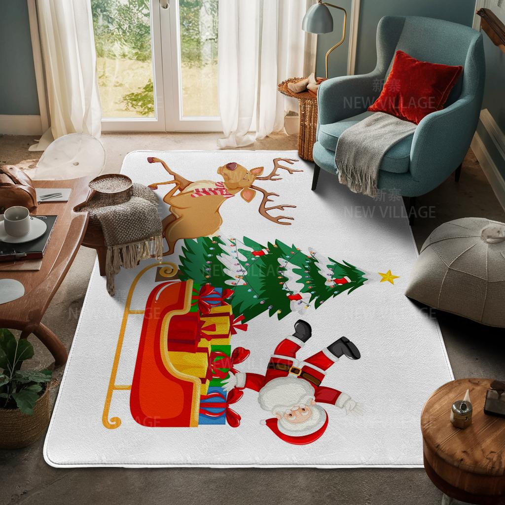 House Entrance Carpet Home Door Mat Living Room Bath Foot Bathroom Non-slip Water Absorption Rugs Bath Merry Christmas Winter